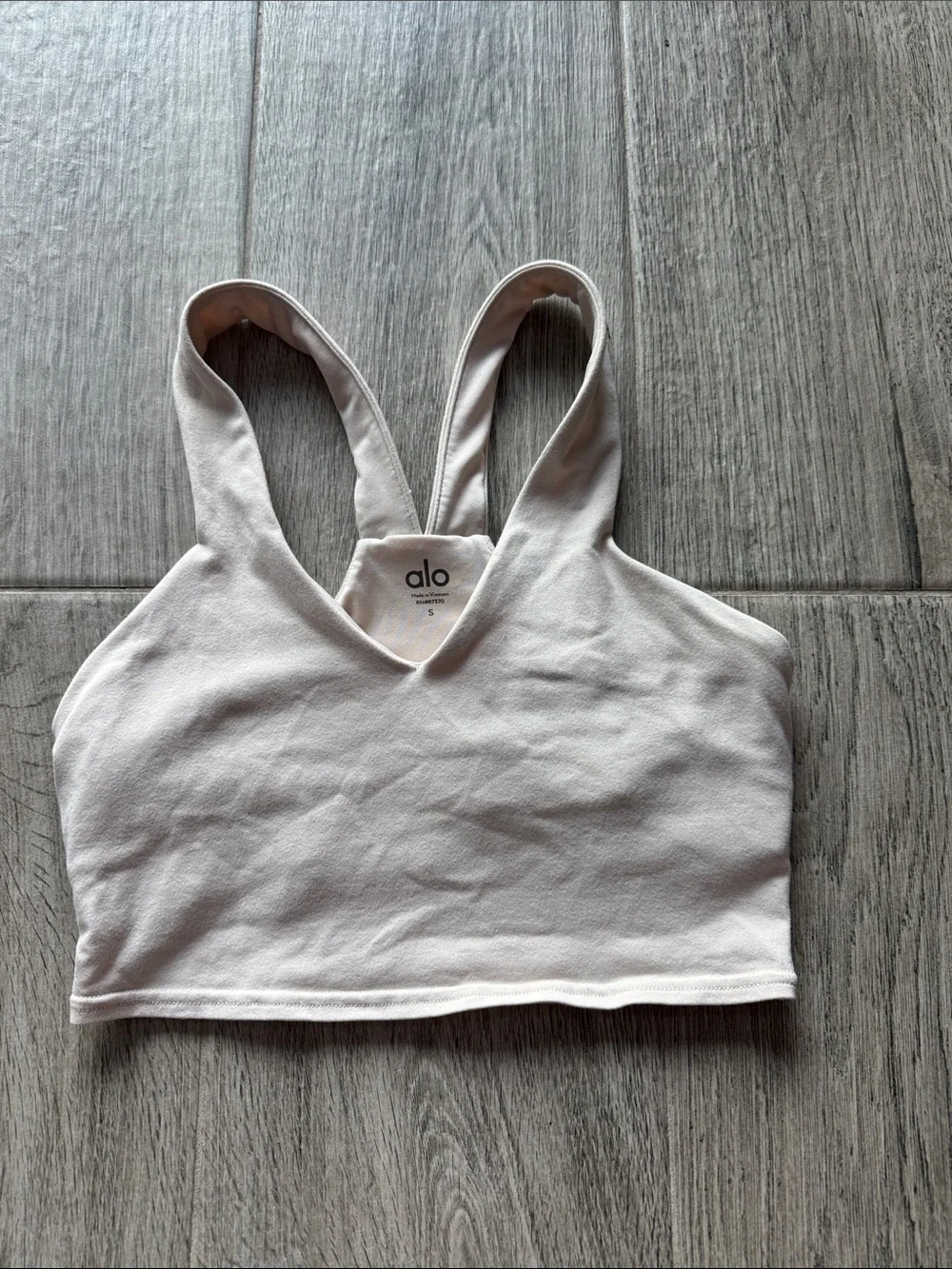 ALO Yoga Beige Scoop Neck Active Top - Soft Knit